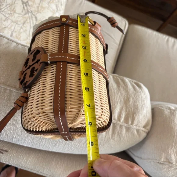 Tory Burch Natural Wicker Crossbody with Tan Leather Trim and Gold Hardware - Picture 6 of 7
